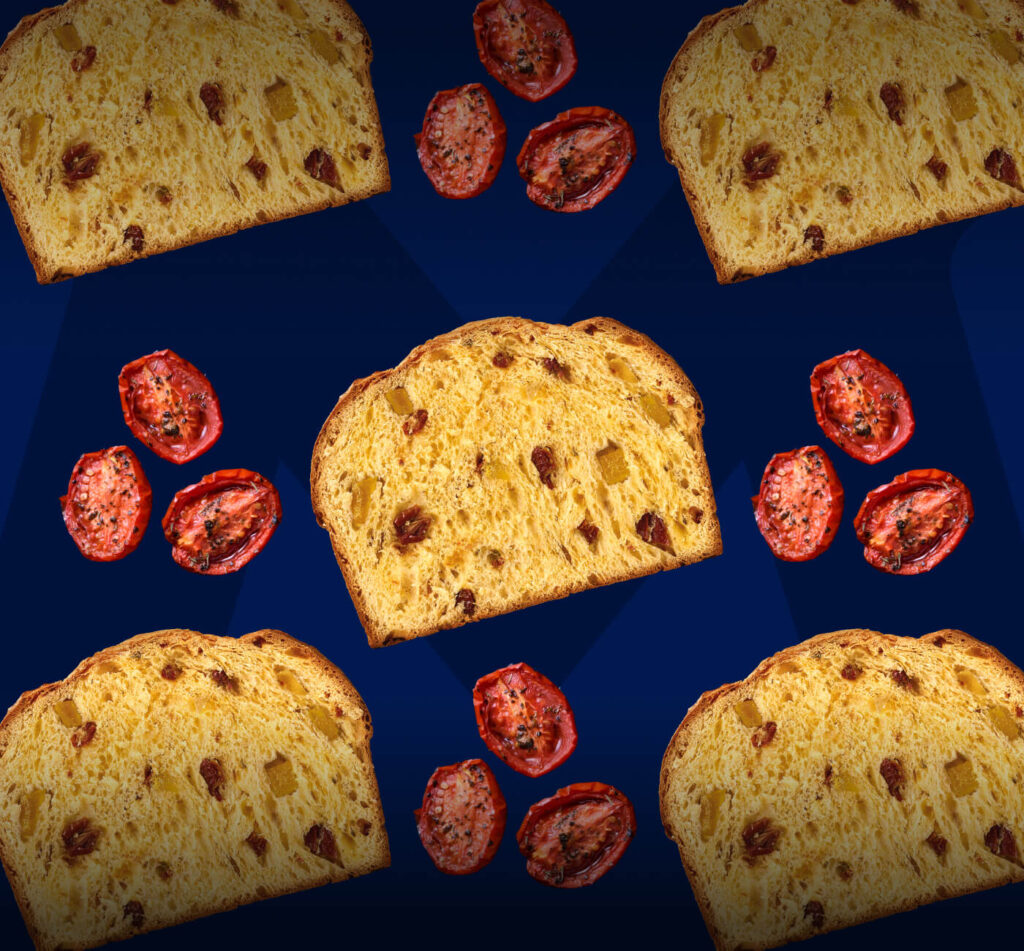 Composizione degli ingredienti della ricetta bruschetta mediterranea